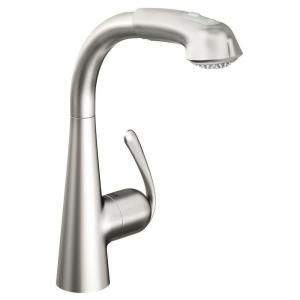 GROHE Ladylux3 Single Handle Pull Out Sprayer Kitchen Faucet in Stainless Steel 33893SDE