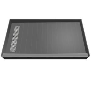 Redi Trench 48 in. x 60 in. Single Threshold Shower Pan in Black with Left Drain RT4860L PVC SQPC