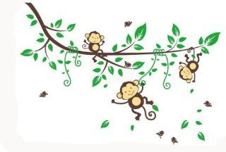 WallStickersDecal® Drei Affe auf Baum steigt Rebe Wandtattoo Aufkleber 174cm (W) Baby
