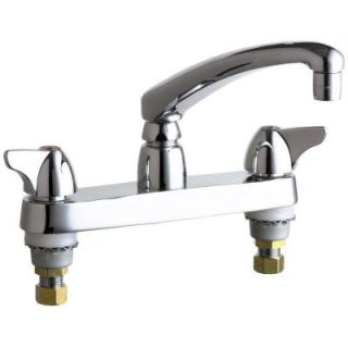Chicago Faucets 8 in. Widespread 2 Handle Low Arc Bathroom Faucet in Chrome with 8 in. L Type Swing Spout 1100 ABCP