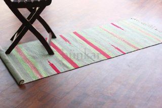 Bunt Multicolor Läufer Teppich Kelims und zeitgenössische flachgewebte Teppichläufer .100% Baumwolle. Größe 60cm x 180cm. Product #176 Küche & Haushalt