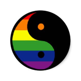 Yin Yang Symbol Rainbow Round Stickers