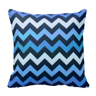 Blue Chevron Pattern Throw Pillow