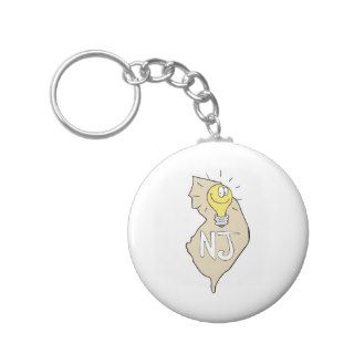 New Jersey NJ Map with funny Light Bulb Cartoon Keychains