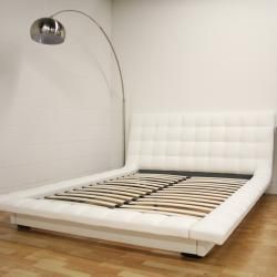Celia White Bonded Leather Queen Platform Bed Baxton Studio Beds