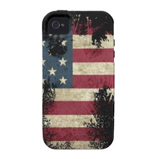 US/USA, SAD flag on black background iPhone 4 Cases