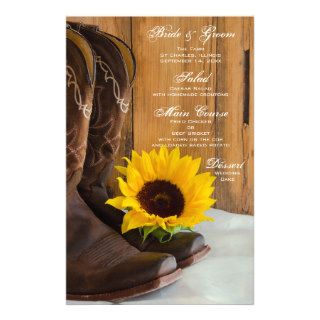 Country Sunflower Wedding Menu Customized Stationery