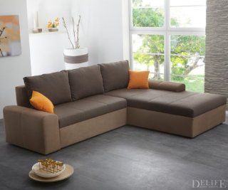 Ecksofa Jackal 250x195cm Braun Couch m. Schlaffunktion OT L o. R Küche & Haushalt