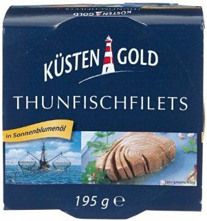Küstengold Thunfischfilets in Öl, 6er Pack (6 x 195 g) Lebensmittel & Getränke