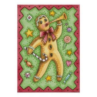 Vintage Gingerbread Man Christmas Poster