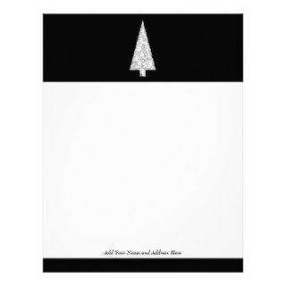 White Christmas Tree. On Black. Stylish. Customized Letterhead