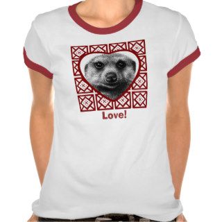 Meerkat Valentine Heart Ladies Ringer T Shirt
