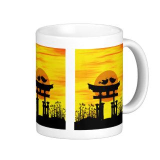 Two love birds on top of a Japanese temple Mug