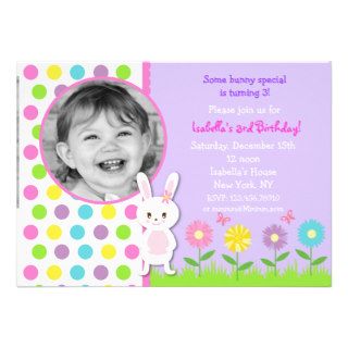 Bunny Photo Birthday Party Invitations