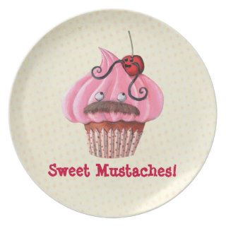 Sweet Cupcake and Mustaches Plate