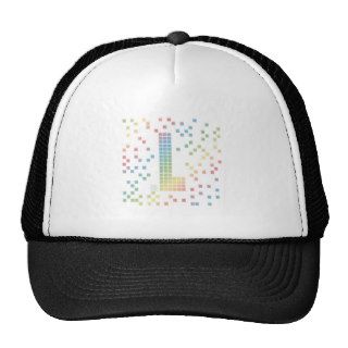 Rainbow Pixel Typeface – Letter L Trucker Hats