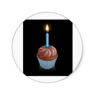 Chocolate fairy cake cupcake with birthday candle round stickers