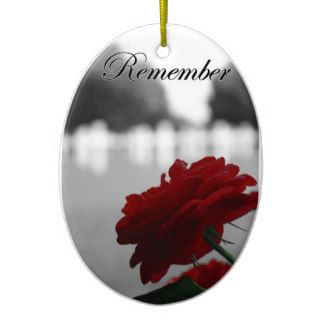 Red Rose Remember Memorial Day Christmas Tree Ornament