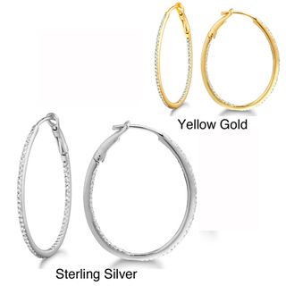 Sterling Silver 1/4ct TDW Diamond Pave Hoop Earrings (H I, I2 I3) Diamond Earrings