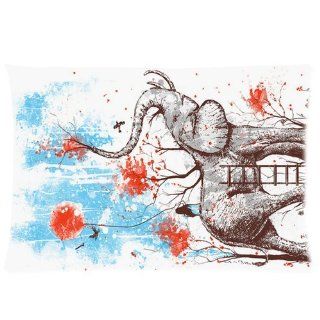 Custom Elephant Pillowcase Standard Size 20x30 Cotton Pillow Case P508  