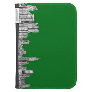 New York skyline ink in green Kindle Keyboard Covers