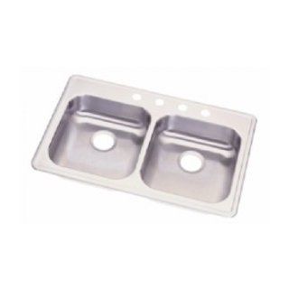 Elkay Topmount Double Bowl Kitchen Sink GE233214 4 Holes    