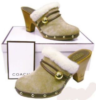 Coach Ivanka Suede Leather Clog Heels (7.5, Camel) Shoes Shoes
