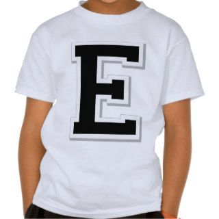 Spell it Out Initial Letter E Black Kids Tee Shirt