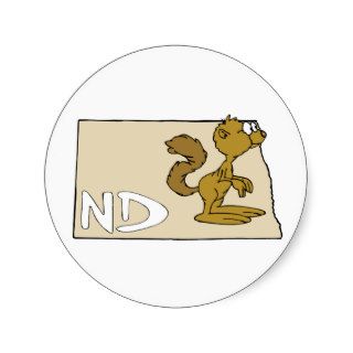 North Dakota ND Map & Prairie Dog Cartoon Art Sticker