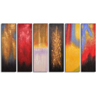 Hand Painted 'Shades of fire' Oil Painting 6 piece Set Canvas