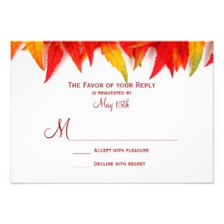 Autumn Leaves Fall Wedding Invitation RSVP Cards