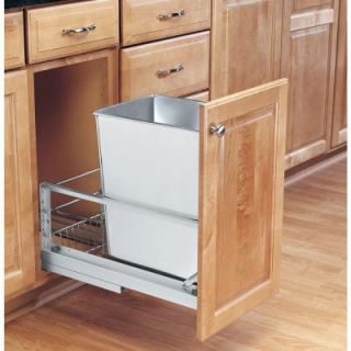 Rev A Shelf Premiere 32 quart 18 in. Depth Stainless Steel Waste Container 5349 15DM18 1SS