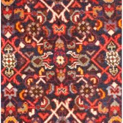 Hand Knotted Persian Hamadan Navy/ Red Wool Rug (3'9 x 10'9) Runner Rugs