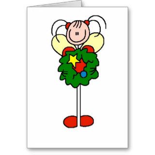 Stick Figure Christmas Wreath Girl Card