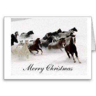 Snow Horses Merry Christmas Greeting Card