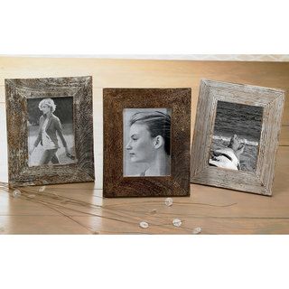 Set of 3 Distressed Wood 5x7" Frames KINDWER Photo Frames & Albums