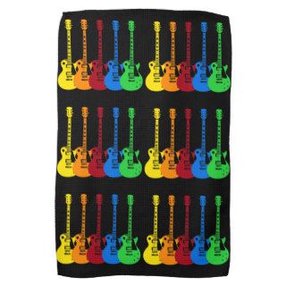 Five Colorful Electric Guitars Hand Towels
