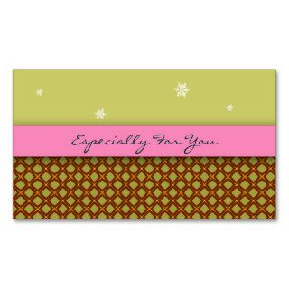 Holiday Gift Tags Brown Pattern & Green Business Cards