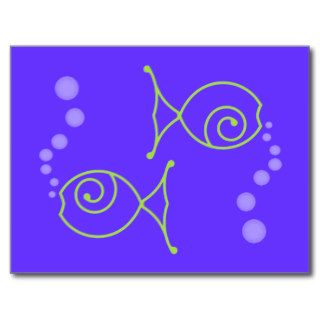 Kissing Fish With Bubbles Post Card