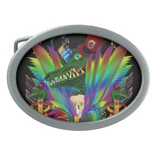 Mardi Gras Customize Edit Change Background Color Oval Belt Buckles