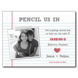 Quirky Note Photo Save The Date Card Postcards
