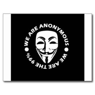 Anonymous WE ARE THE 99% Guy Fawkes mask Post Cards