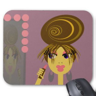 Pop Art Girl Putting on Makeup Mousepad