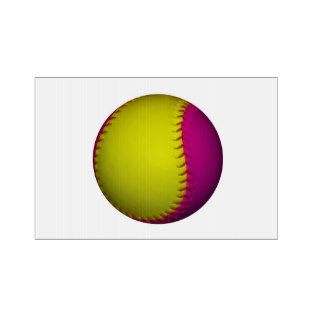 Bright Yellow and Pink Softball Signs