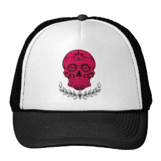 Hot Pink and Black Sugar Skull Hat