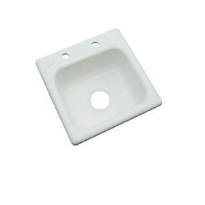 Thermocast Manchester Drop in Acrylic 16x16x7 in. 2 Hole Single Bowl Bar Sink in Sterling Silver 17282