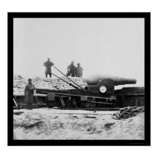 English Armstrong Gun in Fort Fisher, NC 1864 Print
