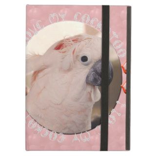 Cute Girly Pink Whimsical Cockatoo Bird iPad Folio Cases