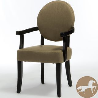 Christopher Knight Home Henley Beige Fabric and Hardwood Dining Arm Chair with Brass Studs Christopher Knight Home Dining Chairs