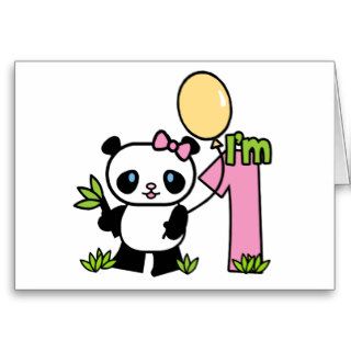 Panda Girl First Birthday Invitations Greeting Cards